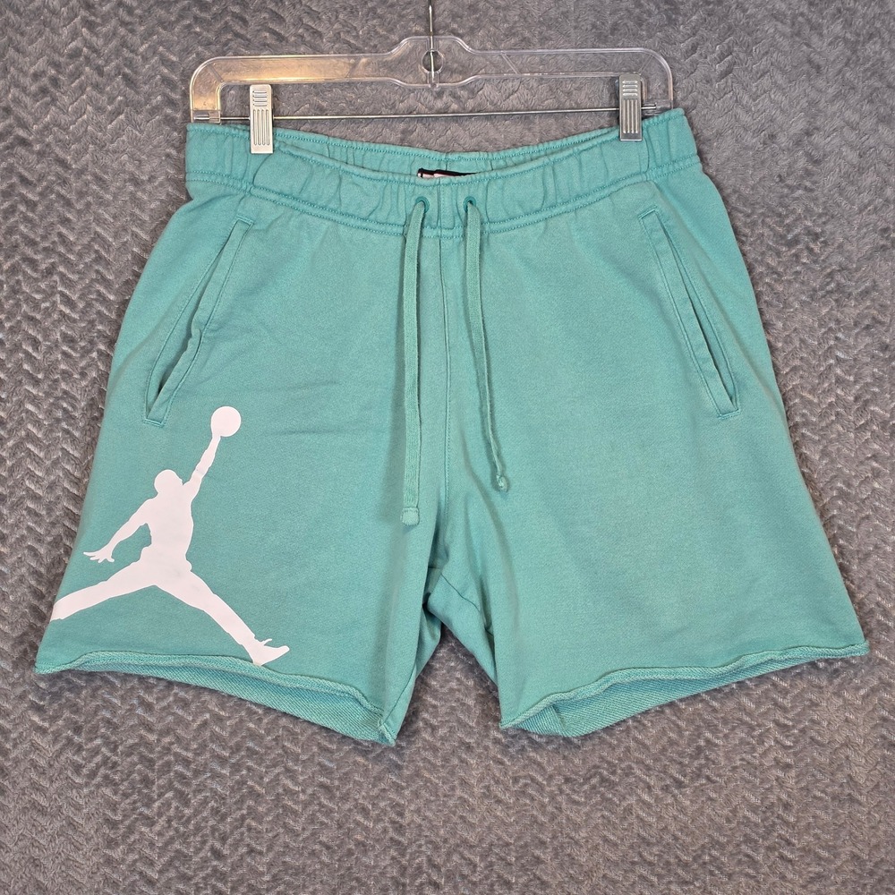 Jordan Mens Essentials Fleece Shorts Teal Green Jumpman DA9822-440 Size Small